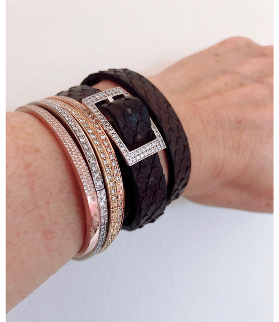 Croc Wrap Bracelet with Crystal Buckle