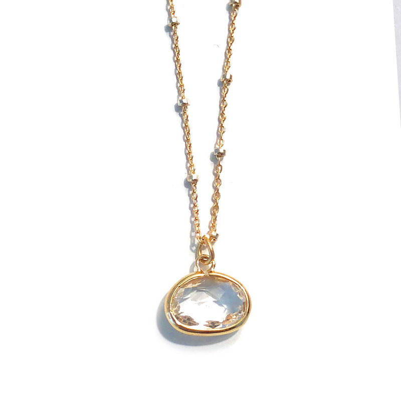 Oval Crystal Drop Necklace