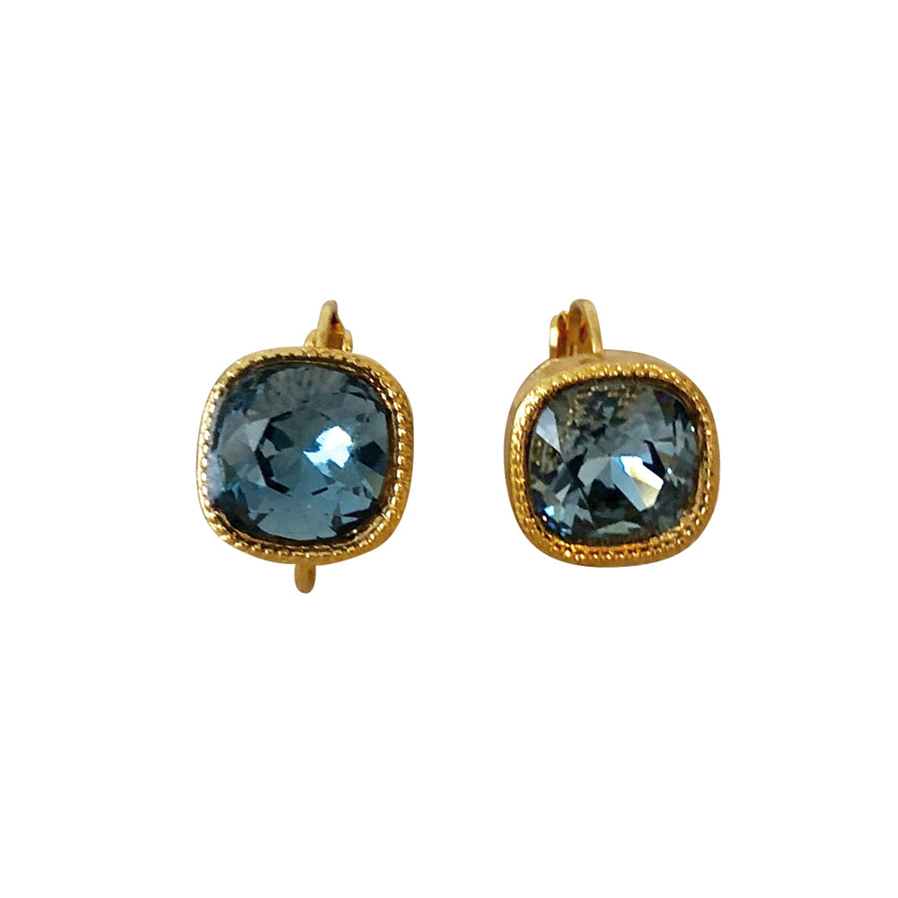 Cushion Cut Swarovski Earring-Gold