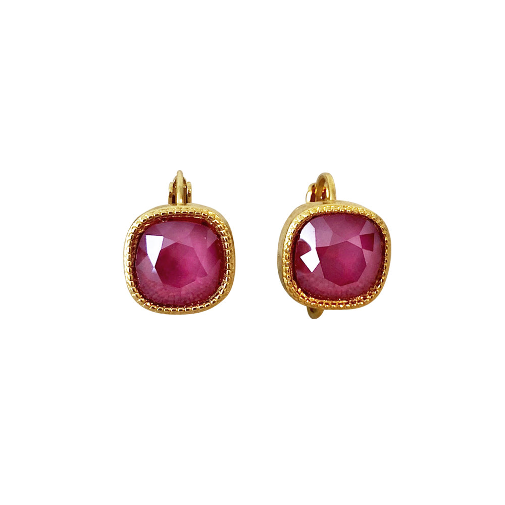 Cushion Cut Swarovski Earring-Gold