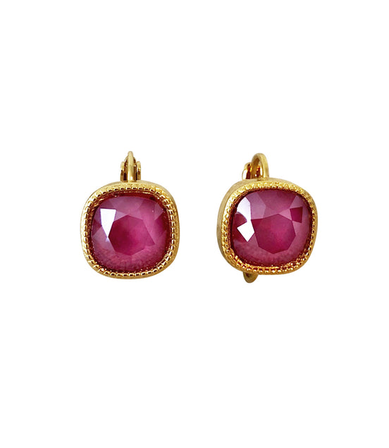 Cushion Cut Swarovski Earring-Gold