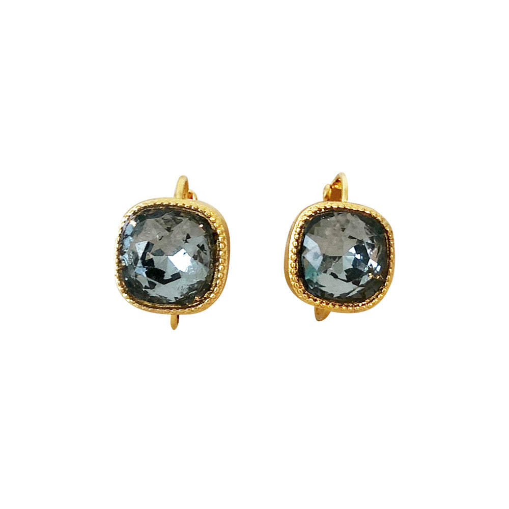 Cushion Cut Swarovski Earring-Gold