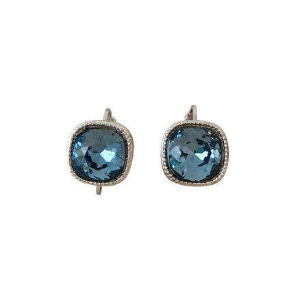 Cushion Cut Swarovski Earring-Rhodium