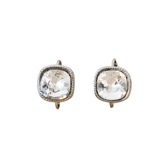 Cushion Cut Swarovski Earring-Rhodium