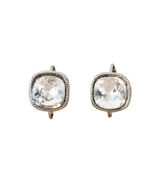 Cushion Cut Swarovski Earring-Rhodium