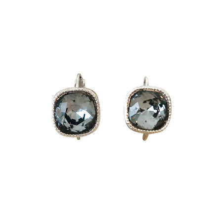 Cushion Cut Swarovski Earring-Rhodium