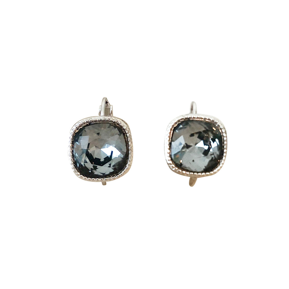 Cushion Cut Swarovski Earring-Rhodium