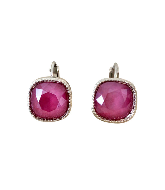 Cushion Cut Swarovski Earring-Rhodium