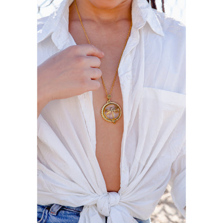 The Fast Flash!  Antique Gold Dragonfly Necklace