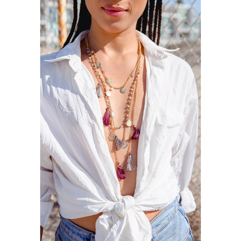 Coin and Tassel Necklace