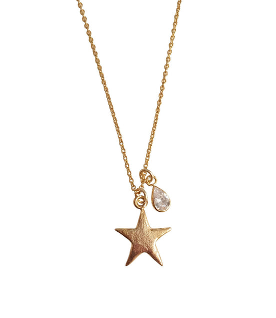 Star Necklace with CZ Drop