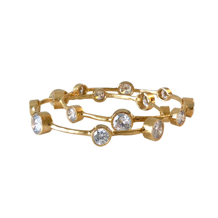 Hammered Gold Vermeil CZ Bangle