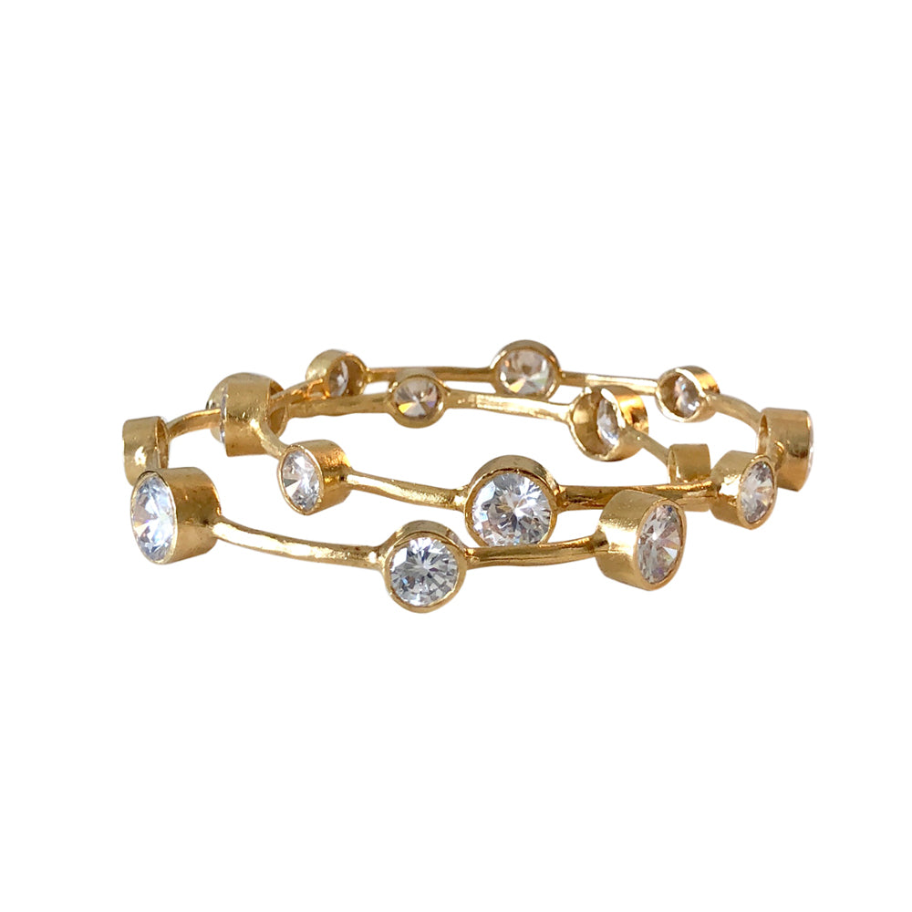 Hammered Gold Vermeil CZ Bangle
