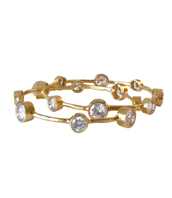 Hammered Gold Vermeil CZ Bangle