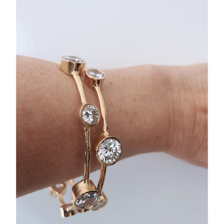 Hammered Gold Vermeil CZ Bangle