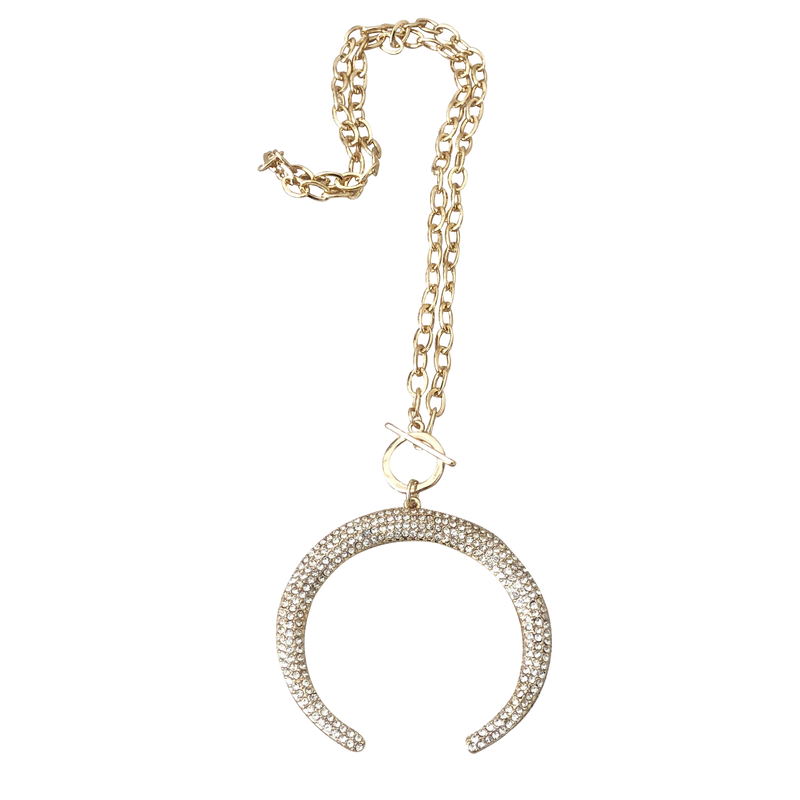 Gold Crystal Horseshoe Necklace