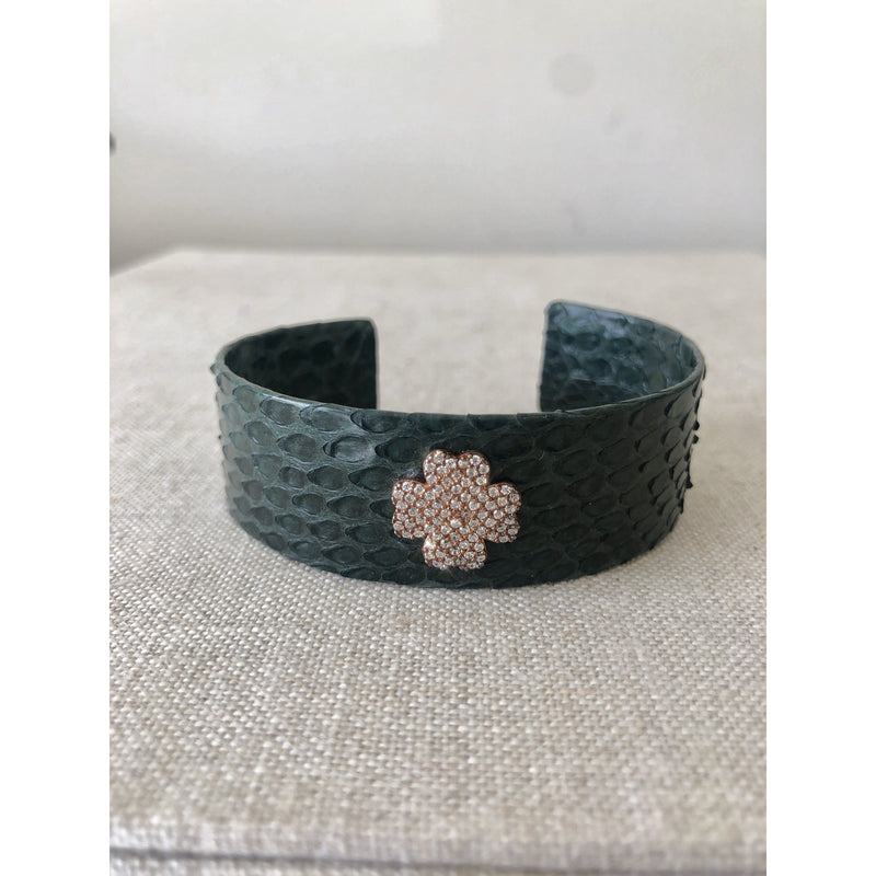 Forest Green Leather Covered Cuff