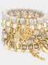 Heart & Angel Wing Pearl/Grey Beaded Stack