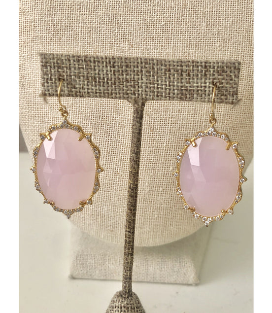 Large Pink Crystal Earring