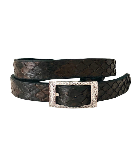 Croc Wrap Bracelet with Crystal Buckle