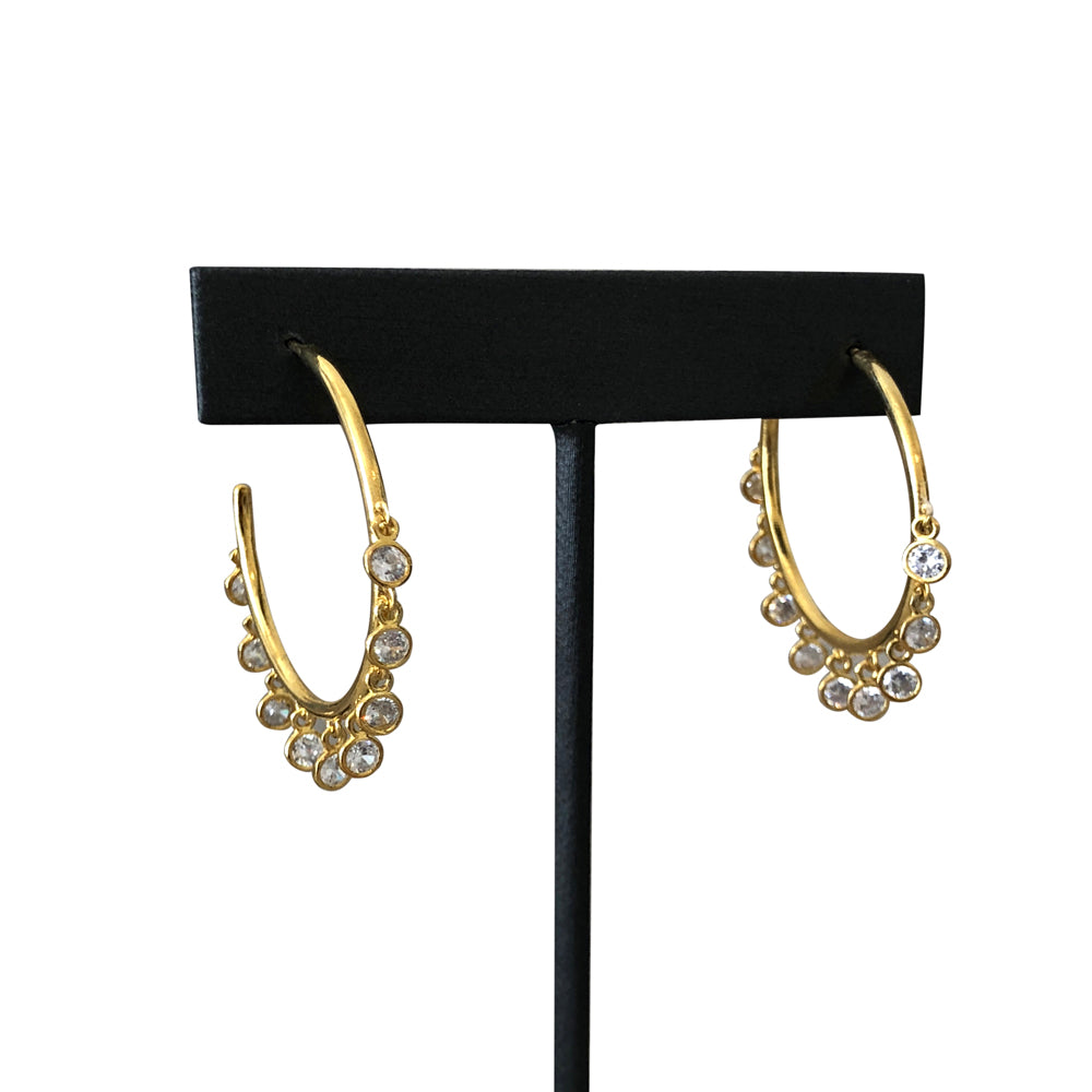 Christian Dior Coquines Dangling Diamond Hoop Yellow Gold Earrings