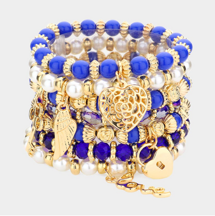 Heart & Angel Wing Cobalt Blue Stack