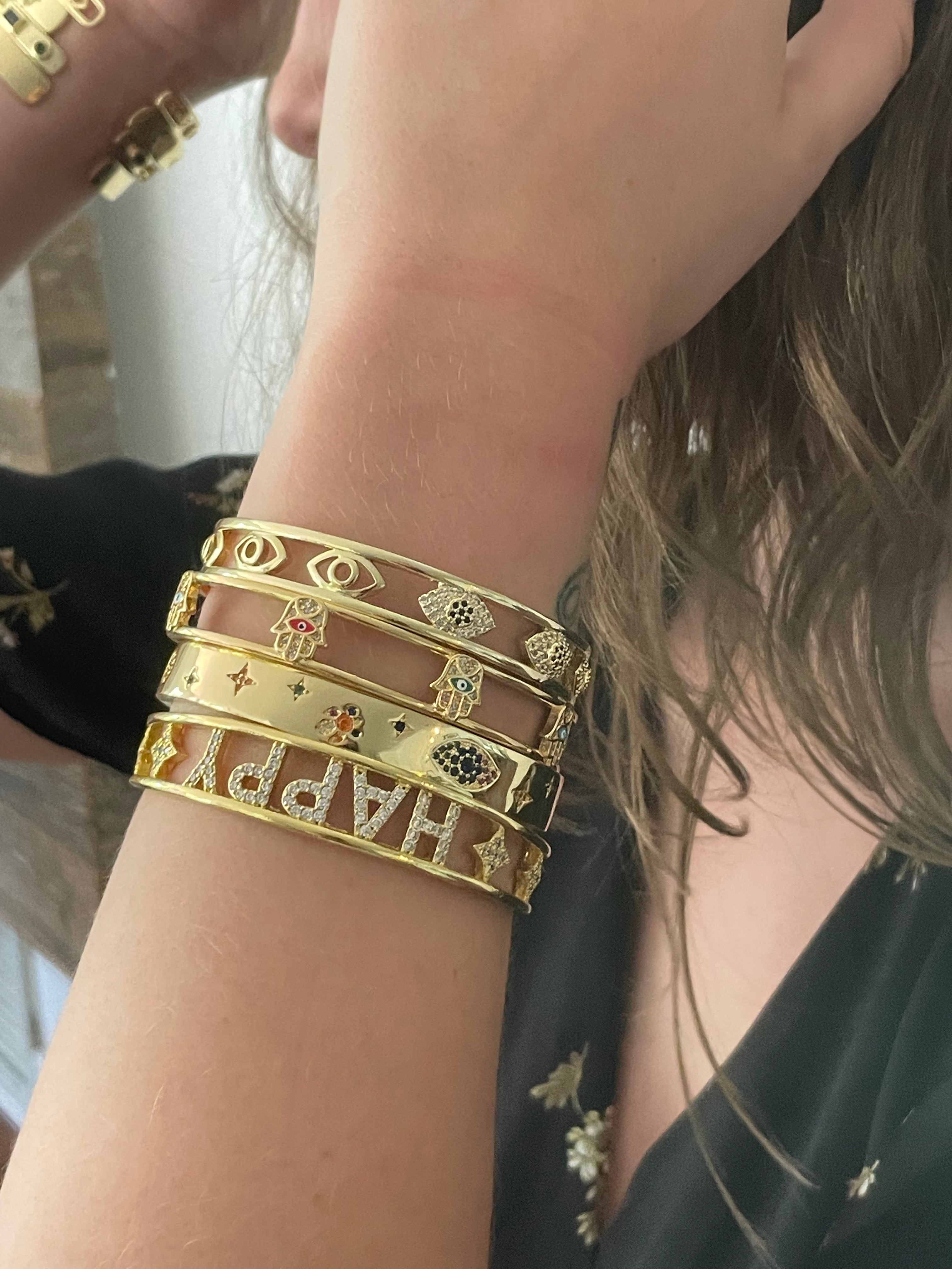 Crystal and Enamel Hamsa Cuff