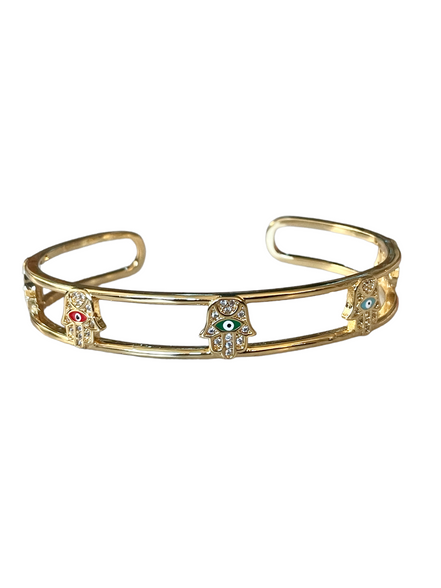Crystal and Enamel Hamsa Cuff