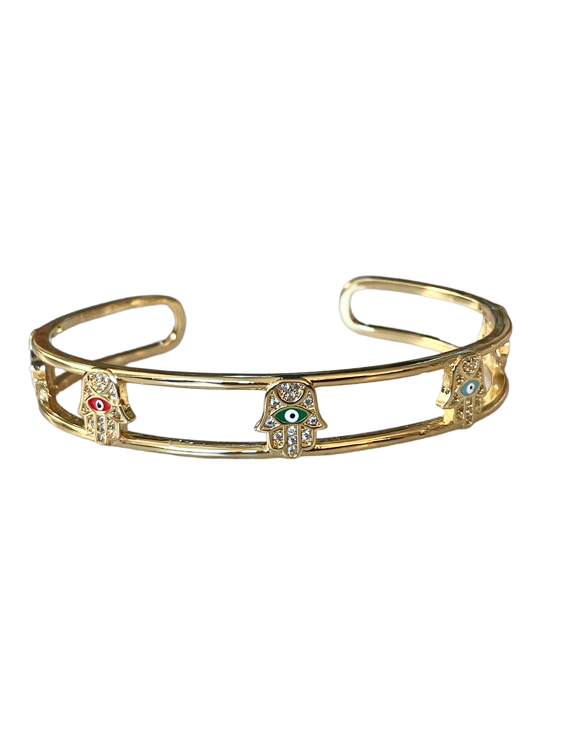 Crystal and Enamel Hamsa Cuff