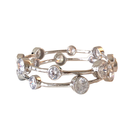 Hammered Rhodium Vermeil CZ Bangle