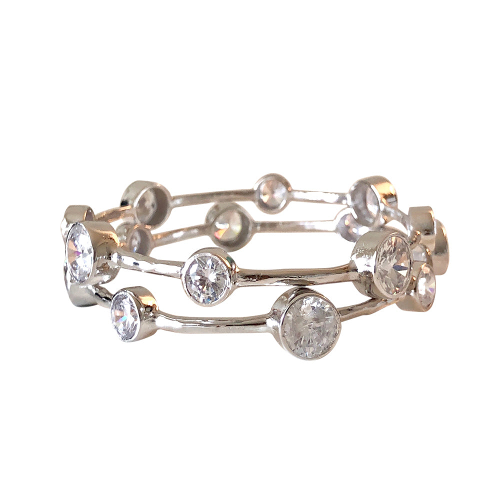 Hammered Rhodium Vermeil CZ Bangle