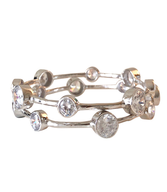 Hammered Rhodium Vermeil CZ Bangle