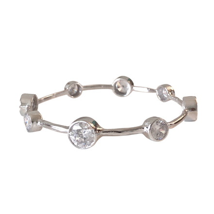 Hammered Rhodium Vermeil CZ Bangle