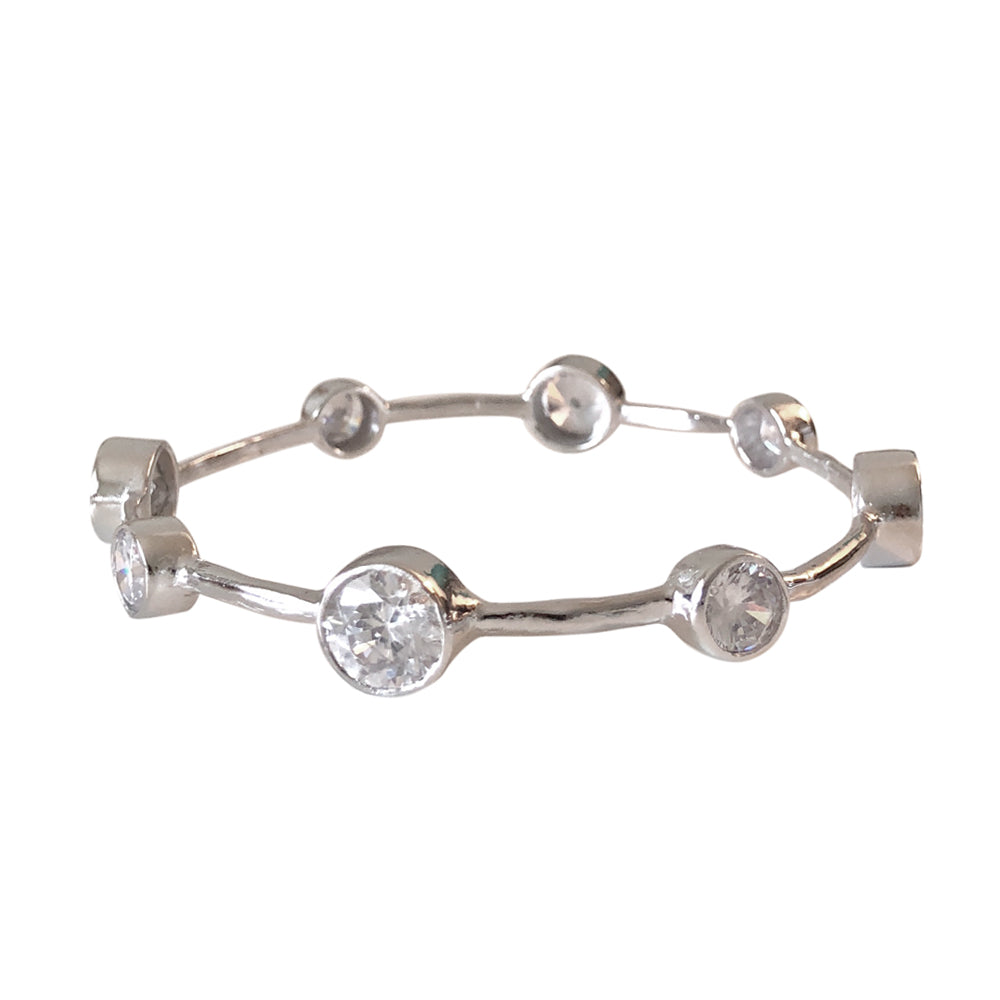 Hammered Rhodium Vermeil CZ Bangle
