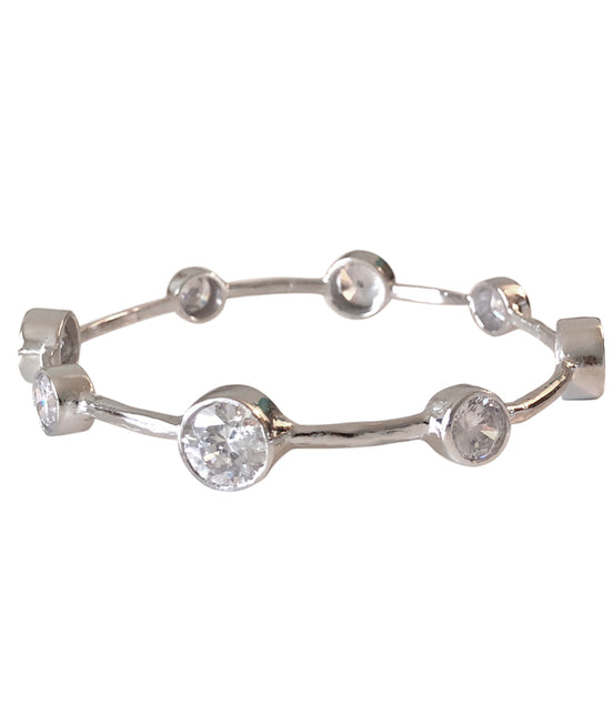 Hammered Rhodium Vermeil CZ Bangle