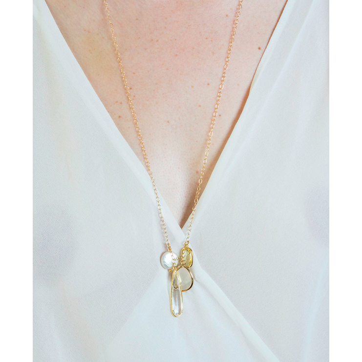 Mother of Pearl Cluster Necklace