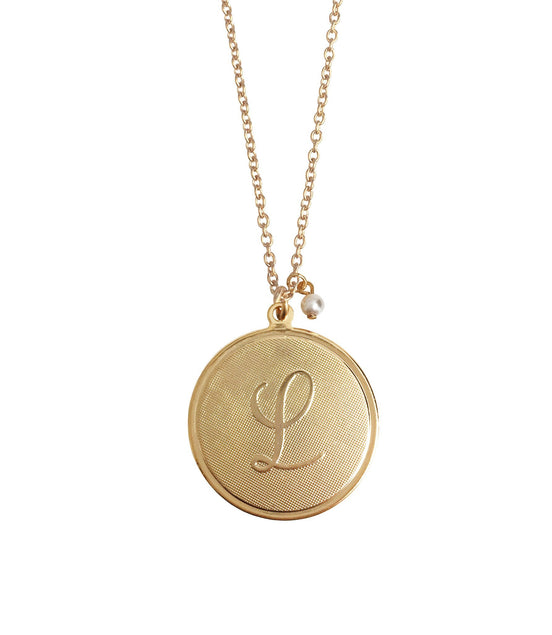 Signature Large Initial Pendant with Pearl Drop