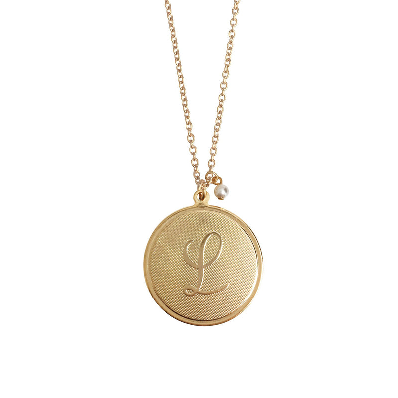 Signature Large Initial Pendant with Pearl Drop