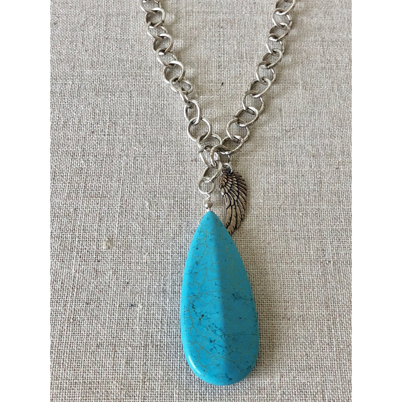 Sample Sale! Silver Chain with Turquoise Drop