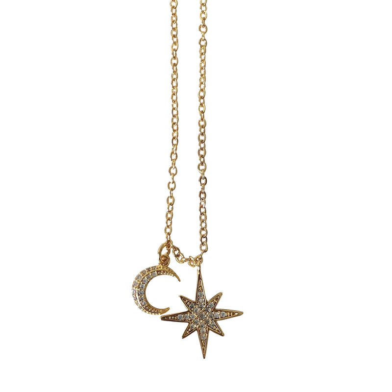 8 Point Star and Moon Necklace