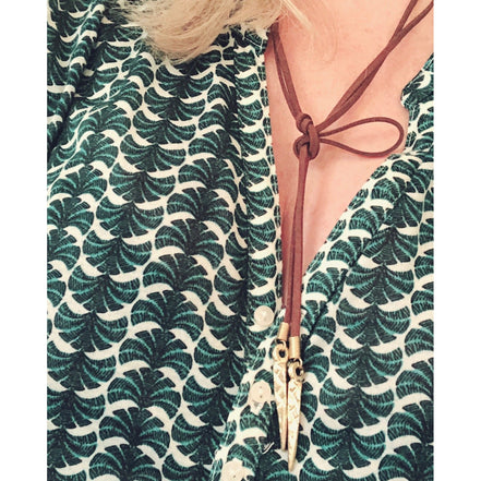 The Fast Flash!  Brown and Gold Suede Necklace