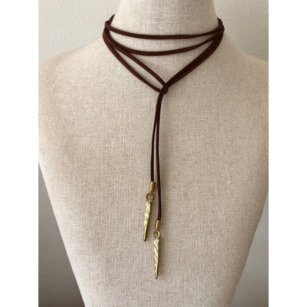 The Fast Flash!  Brown and Gold Suede Necklace