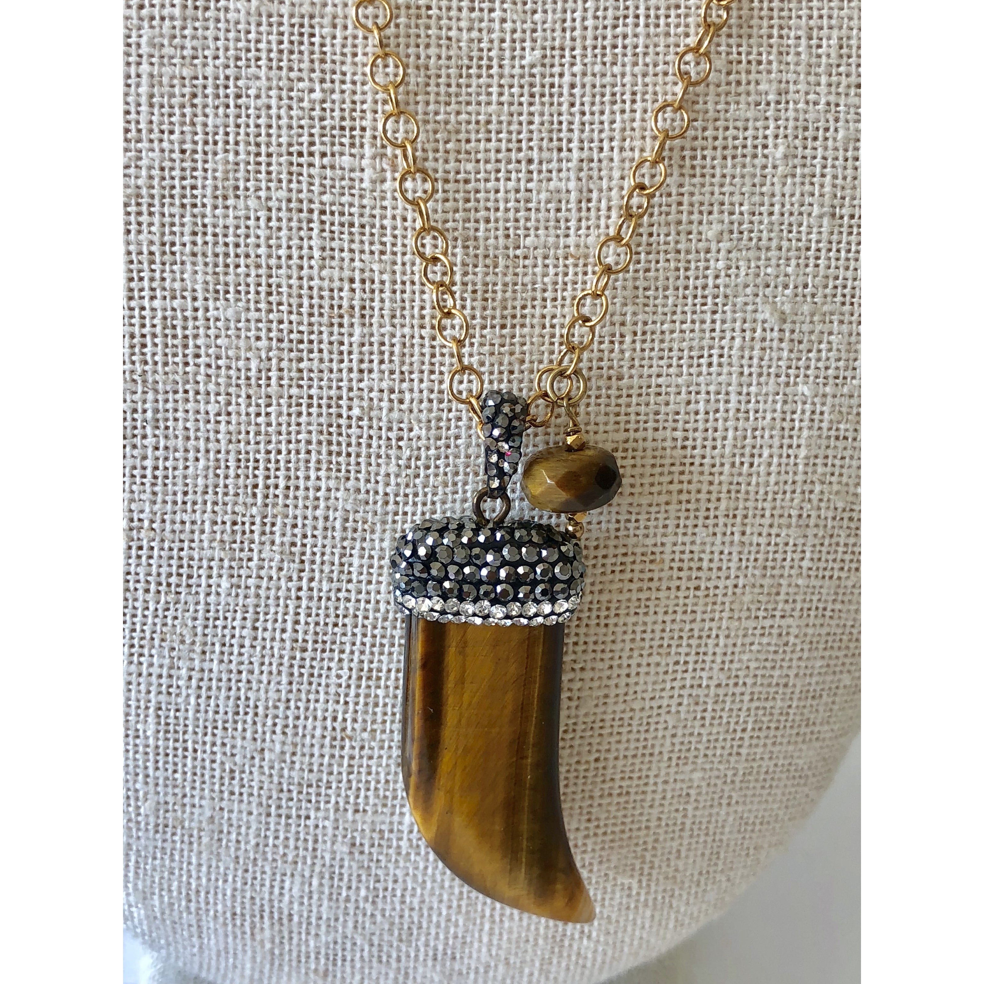 Tiger Eye Shark Tooth Necklace