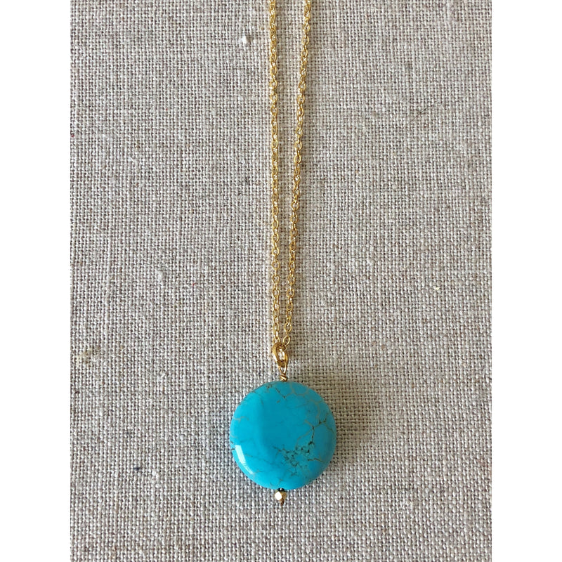 Sample Sale! Round Turquoise Disk on Chain